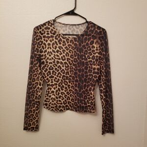 SHEIN Leopard Print Long Sleeve Top
